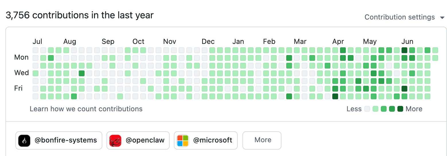 3,756 GitHub contributions in the last year